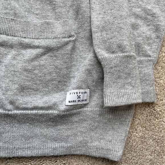 Five Four Mark McNairy Cardigan Sweater Men Large Gray Shawl Collar Cotton Light - Picture 3 of 7